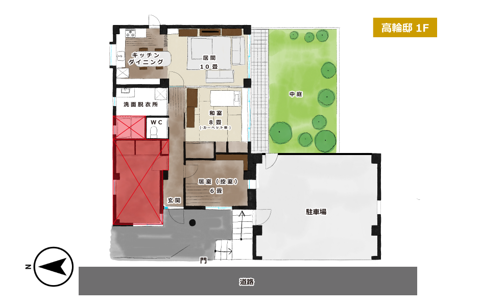 ねんご家高輪邸間取り 1F