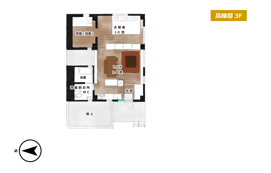 ねんご家高輪邸間取り 3F